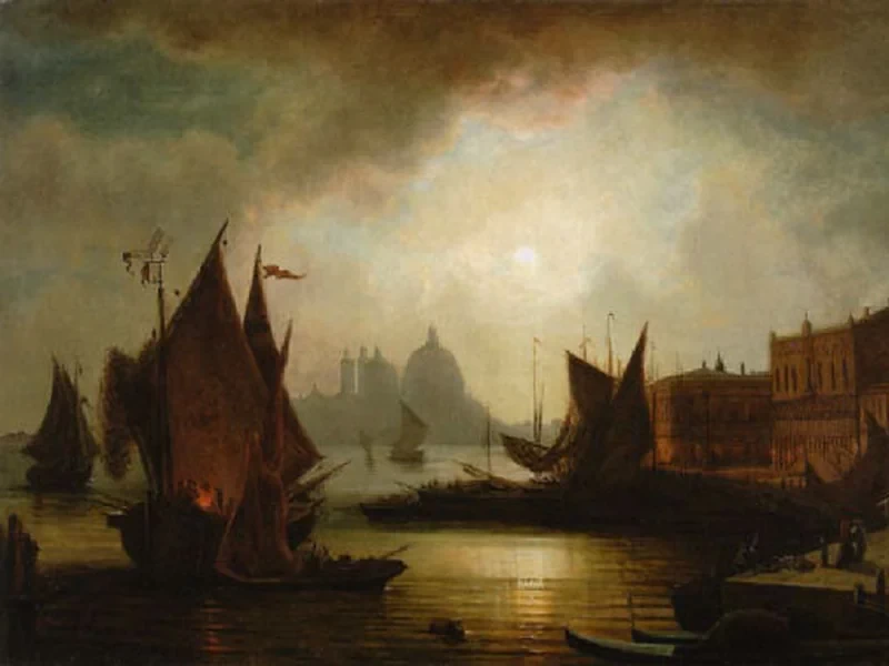 1823-Tobias Andreae - Venezia al chiaro di luna
